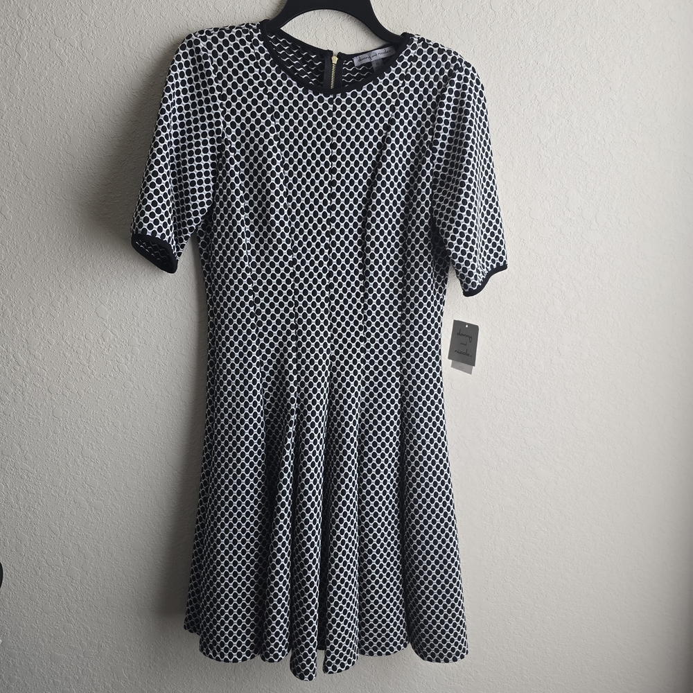 Danny & Nicole Black and White Geometric Midi Dress